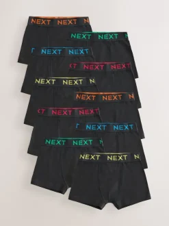 Next - Lot de 10 boxers (1.5-16ans) Noir avec taille de couleur contrastante Outlet