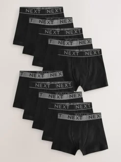 Next - Lot de 10 boxers (1.5-16ans) Noir avec taille grise New