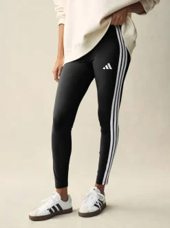 adidas - Leggings Essentials en coton à 3 bandes Noir blanc Online