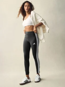 adidas - Leggings Essentials en coton à 3 bandes Noir blanc Online