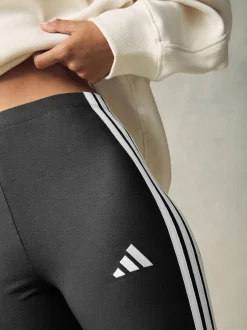 adidas - Leggings Essentials en coton à 3 bandes Noir blanc Online