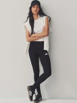 adidas - Leggings Essentials en coton à 3 bandes Noir blanc Online