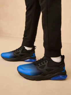 Next - Entraîneurs en dentelle élastique Noir Bleu Ombre Hot