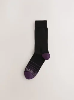 Next - Lot de 7 - Chaussettes riches en coton pour homme Noir Couleur Ombre Hot