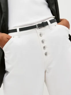 Next - Ceinture fine en cuir Noir et argent Online