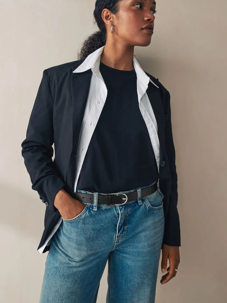 Next - Ceintures de cuir régulières Noir et argent Clearance