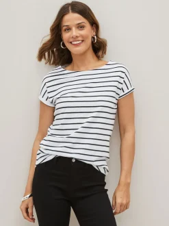 Next noir et blanc rayé - Lot de 3 T-shirts à manches courtes 100 % coton Discount