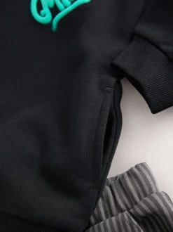 Next Noir et gris imprimé - Ensemble Jogging à capuche et charpentier (3mths-7yrs)