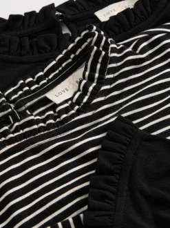 Love & Roses Noir et Rayure - haut en jersey à manches longues et col volanté Best