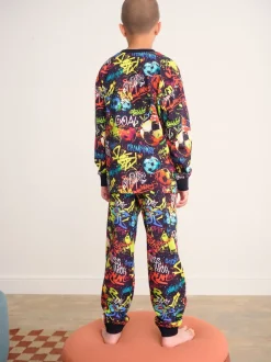 Next Noir Graffiti - Pyjama simple à manches longues (3-16ans) Sale