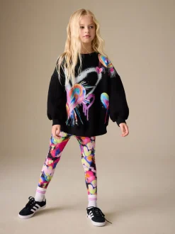 Next Noir Graffiti coeur - Ensemble Sweat-shirt et Leggings (3-16ans) Sale