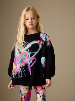Next Noir Graffiti coeur - Ensemble Sweat-shirt et Leggings (3-16ans) Sale