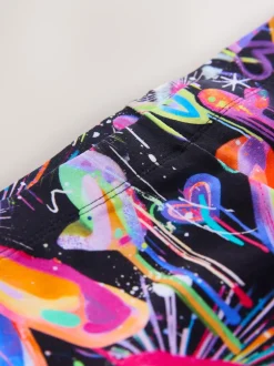 Next - Leggings (3-16ans) Noir Graffiti coeur Outlet