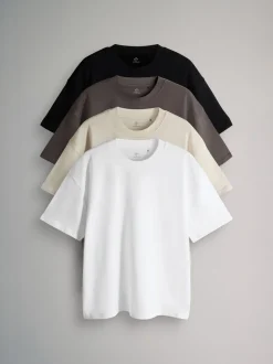 The Set Noir gris blanc - lot de 4 t-shirts en coton à manches courtes Best