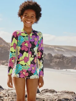 Next Noir imprimé tropical - Maillot de bain court une pièce (3-16ans) Outlet