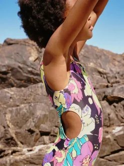 Next Noir imprimé tropical - Maillot de bain à découpes (3à16ans) Sale