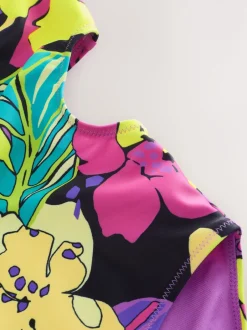 Next Noir imprimé tropical - Maillot de bain à découpes (3à16ans) Sale