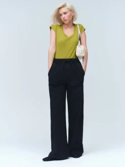 Next Noir lavé - Jogging en jean large à plis nervurés