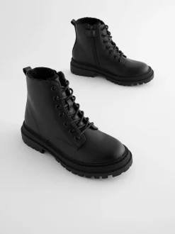 Next - Warm Lined À lacets Ankle Bottes Noir mat Outlet
