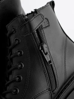 Next - Warm Lined À lacets Ankle Bottes Noir mat Outlet