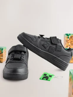 Next Noir Minecraft - School Fermeture par contact Elastic Lace Chaussures Hot