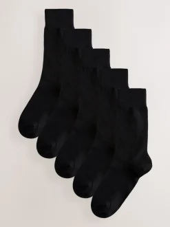 Next Noir motif cerf - Lot de 5 - Chaussettes brodées Multi Stag Lasting Fresh Clearance