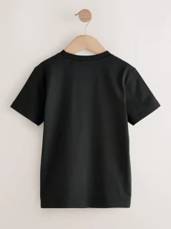 Next - T-shirt imprimé régulier à manches courtes (3-16ans) Noir motif football Outlet