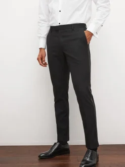 Next Noir Tape Detail - - Pantalon de costume de smoking Slim Fit (Slim Fit) Outlet
