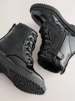 Next Noir verni scintillant - Bottines à lacets Discount