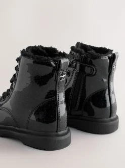 Next Noir verni scintillant - Bottines à lacets Discount
