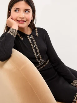 Lipsy Noir/Animal - Robe-chemise en maille à manches longues (5-16ans) Sale