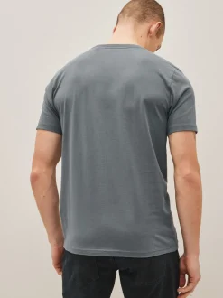 Next Noir/ardoise/Gris chiné/Blanc/bleu marine/Bleu - Slim Fit (Slim Fit) - Lot de t-shirts essentiels en coton 6 Clearance