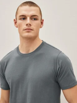 Next Noir/ardoise/Gris chiné/Blanc/bleu marine/Bleu - Slim Fit (Slim Fit) - Lot de t-shirts essentiels en coton 6 Clearance