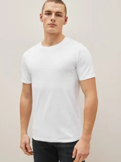 Next Noir/ardoise/Gris chiné/Blanc/bleu marine/Bleu - Slim Fit (Slim Fit) - Lot de t-shirts essentiels en coton 6 Clearance