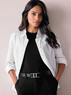 Next Noir/argenté - Ceinture Regular Statement en cuir à boucle