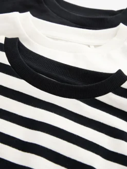 Next Noir/Blanc - Boxy Long Sleeve 100% Cotton Sweat Tops Pack de 3 (3-16ans) Sale