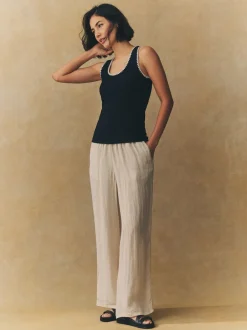 Next Noir/Blanc - Débardeur sans manches à bordure en maille contrastante et col dégagé Discount