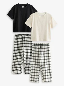Next Noir/Blanc - 100de pyjamas % coton Manches Courts 2 Hot