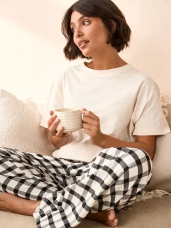 Next Noir/Blanc - 100de pyjamas % coton Manches Courts 2 Hot