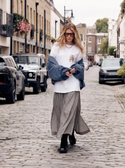 Next Noir/Blanc - Jupe longue vichy taille basse New