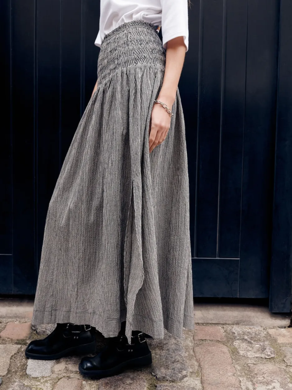 Next Noir/Blanc - Jupe longue vichy taille basse New