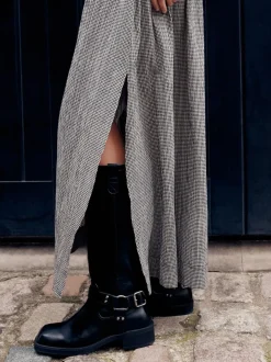 Next Noir/Blanc - Jupe longue vichy taille basse New