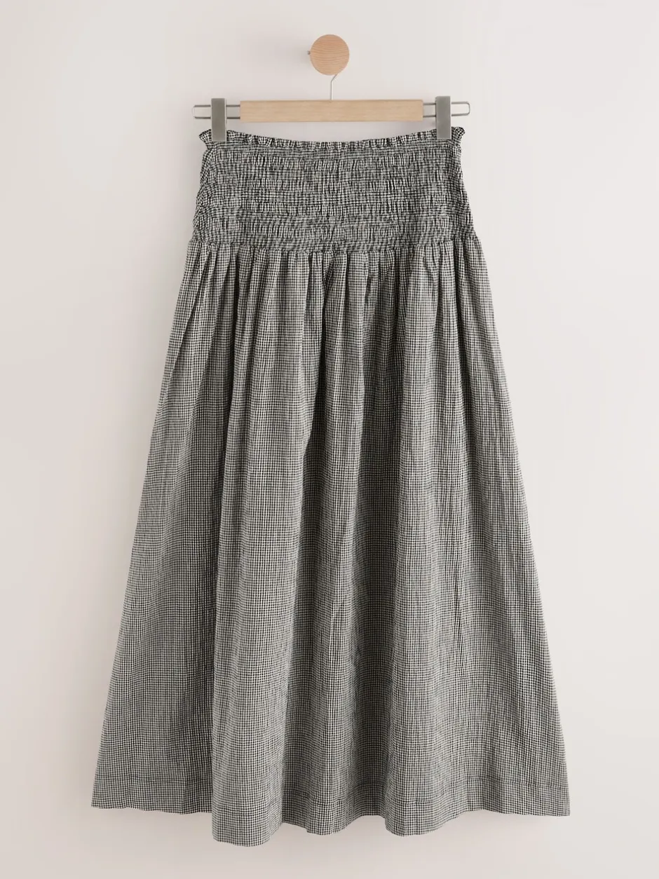 Next Noir/Blanc - Jupe longue vichy taille basse New