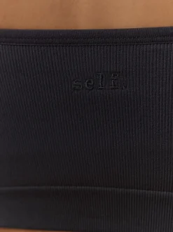 self. Noir/Blanc - Lot de 2 brassières longues côtelées sans coutures Sale