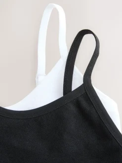 self. Noir/Blanc - Lot de 2 brassières longues côtelées sans coutures Sale