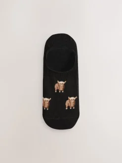 Next Noir/Blanc - Lot de 4 chaussettes de sport invisibles à rayures Hamish The Highland Cow Sale