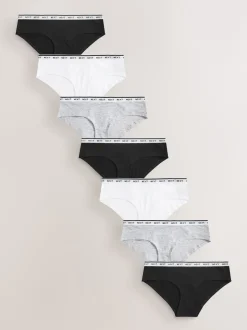 Next Noir/Blanc - Lot de 7 culottes à logo en coton Court Hot