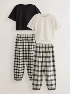 Next Noir/Blanc - Lot de 2 pyjamas tissés à carreaux (3-16ans) Discount