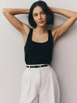 Next Noir/Blanc - Lot de débardeurs à col carré 2 Clearance