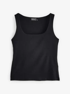 Next Noir/Blanc - Lot de débardeurs à col carré 2 Clearance